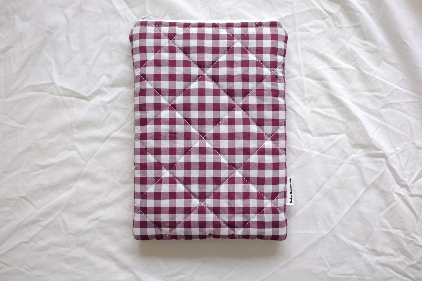 Plum gingham book sleeve