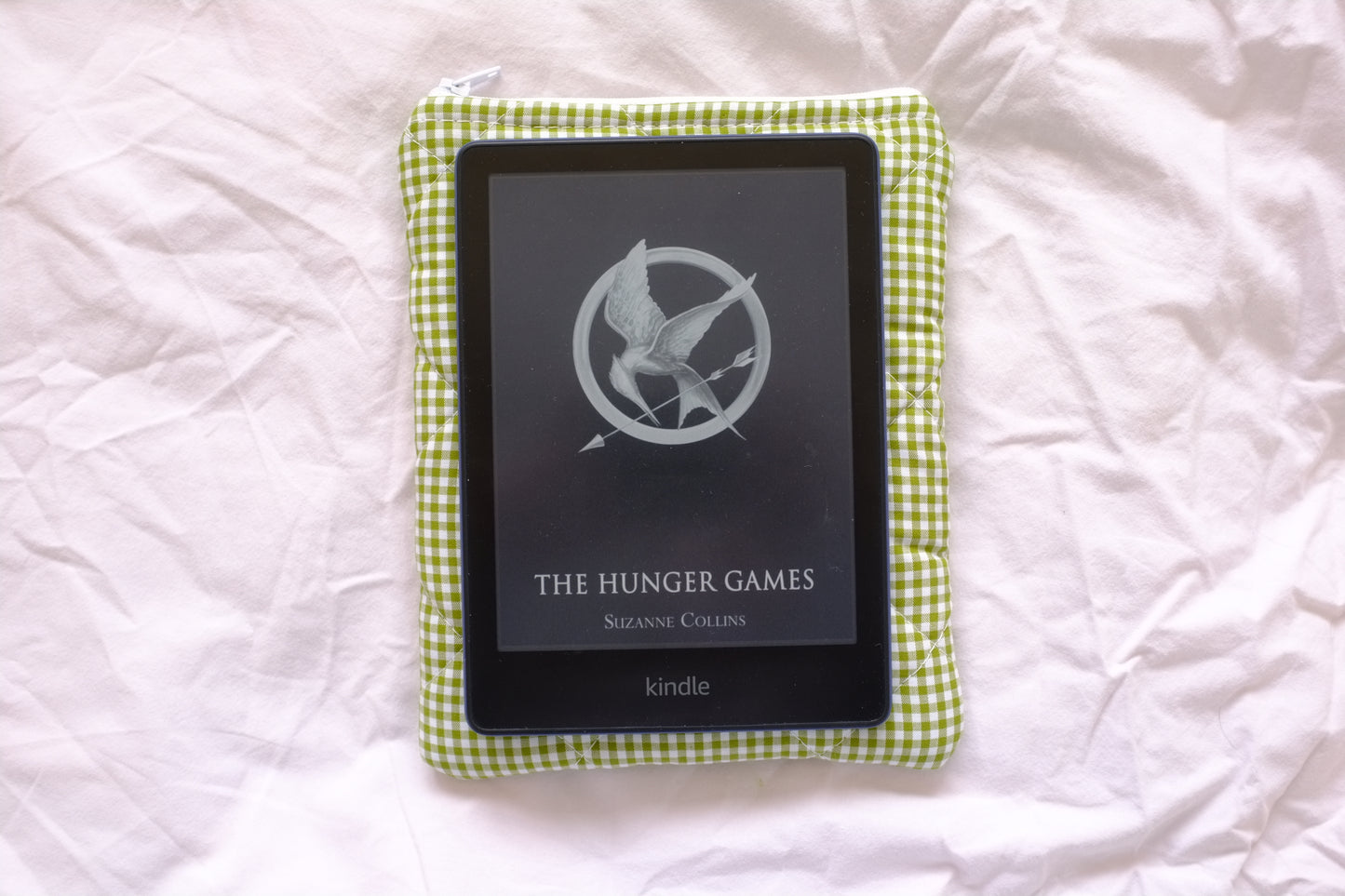 Kindle sleeve olive green mini gingham