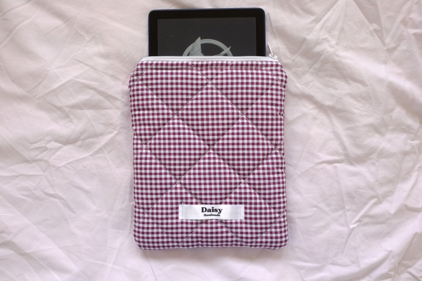 Kindle sleeve plum mini gingham