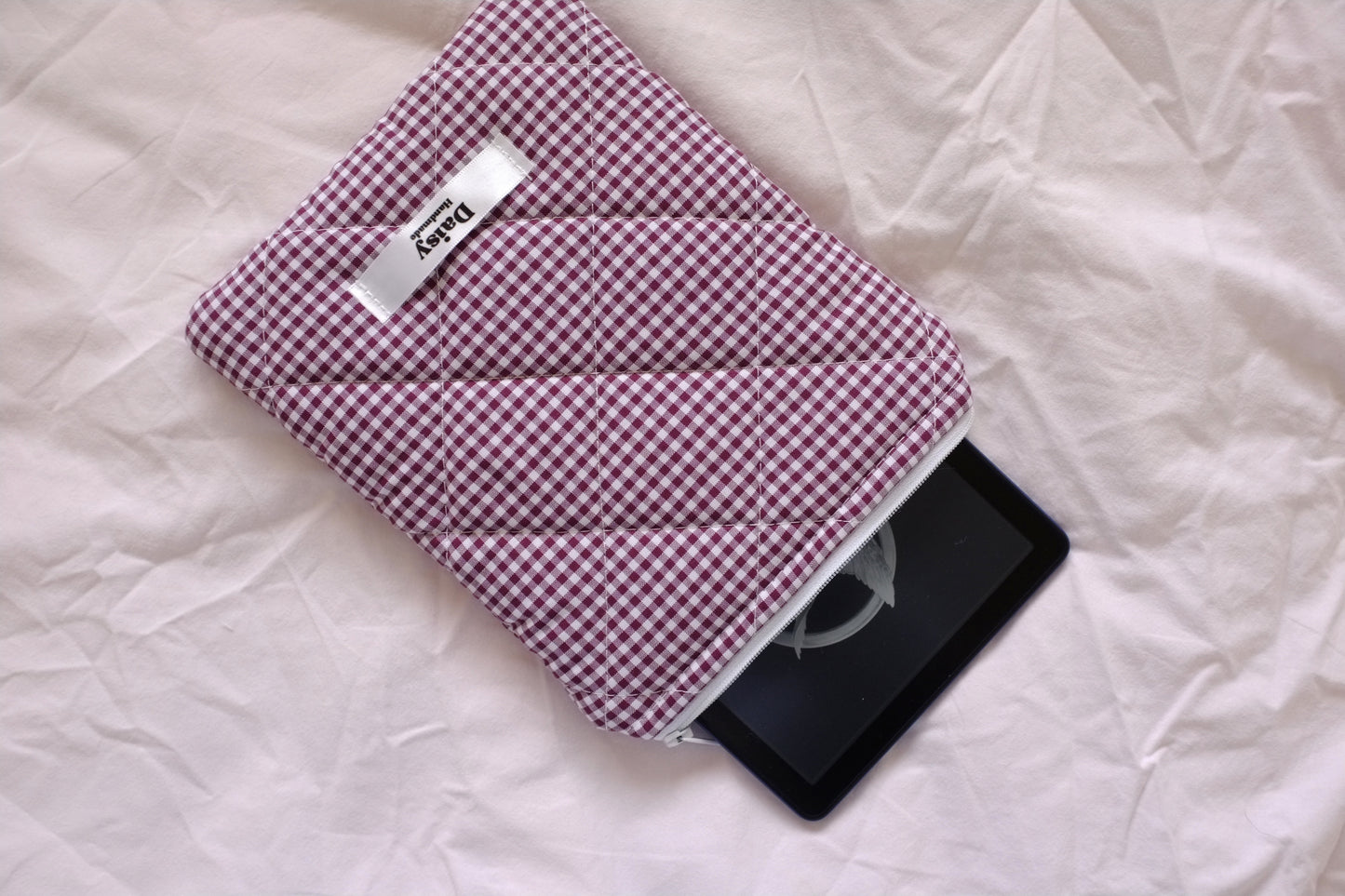 Kindle sleeve plum mini gingham