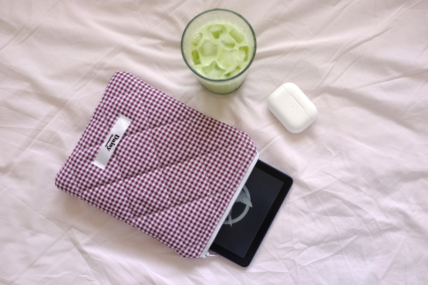 Kindle sleeve plum mini gingham