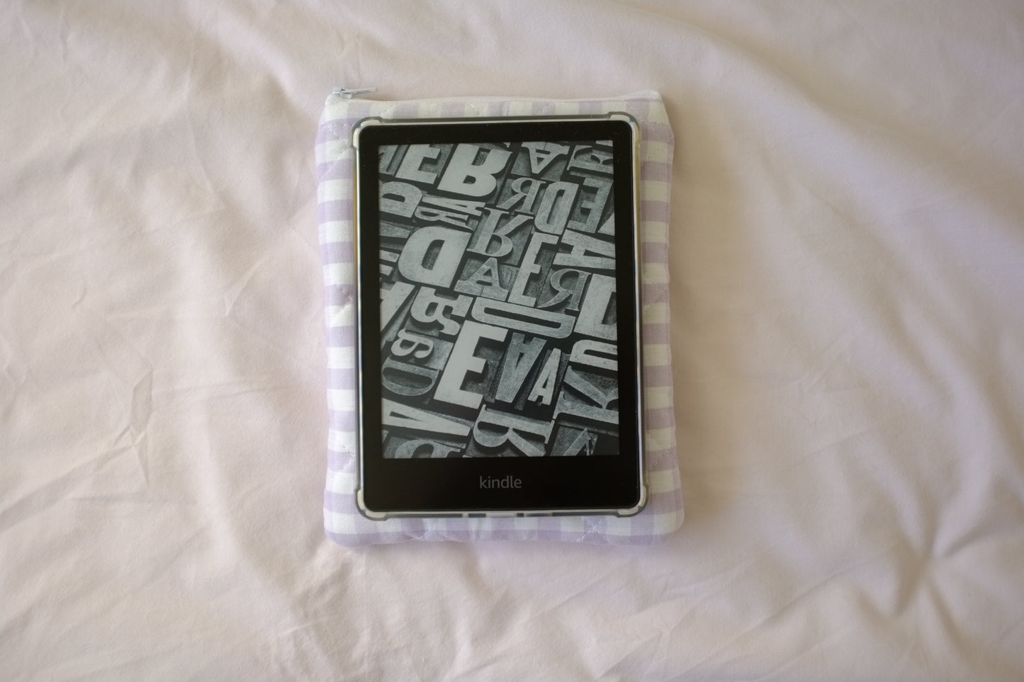 Kindle sleeve purple gingham