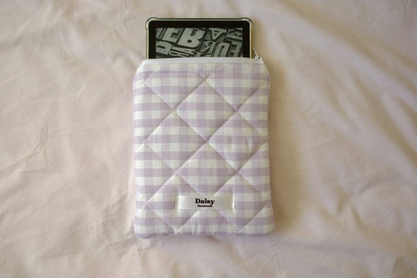 Kindle sleeve purple gingham