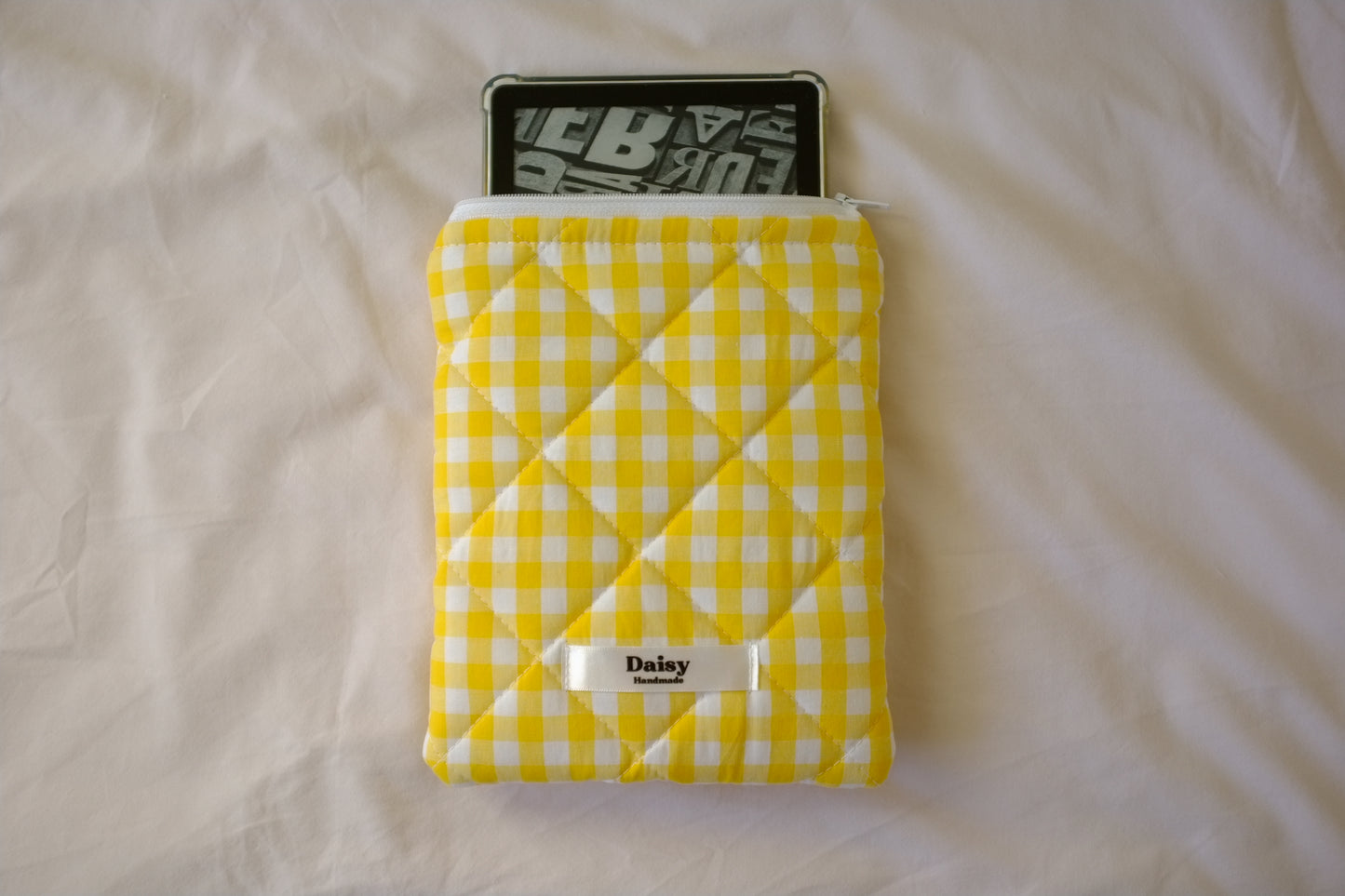 Kindle sleeve yellow gingham