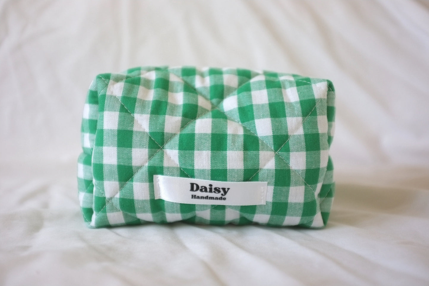 Makeup bag emerald green gingham