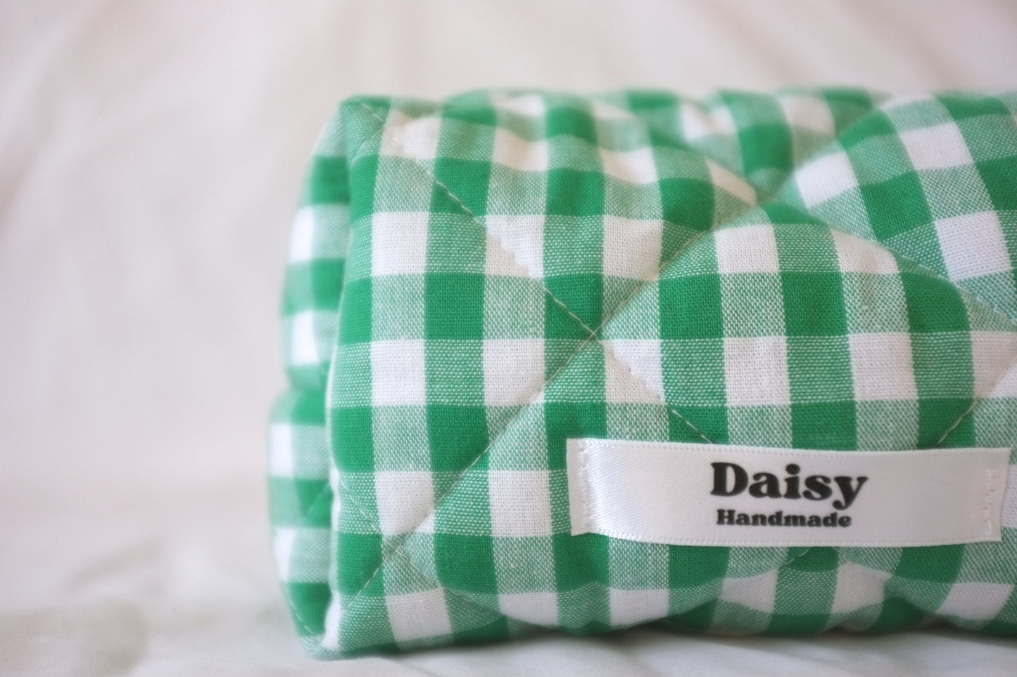 Makeup bag emerald green gingham