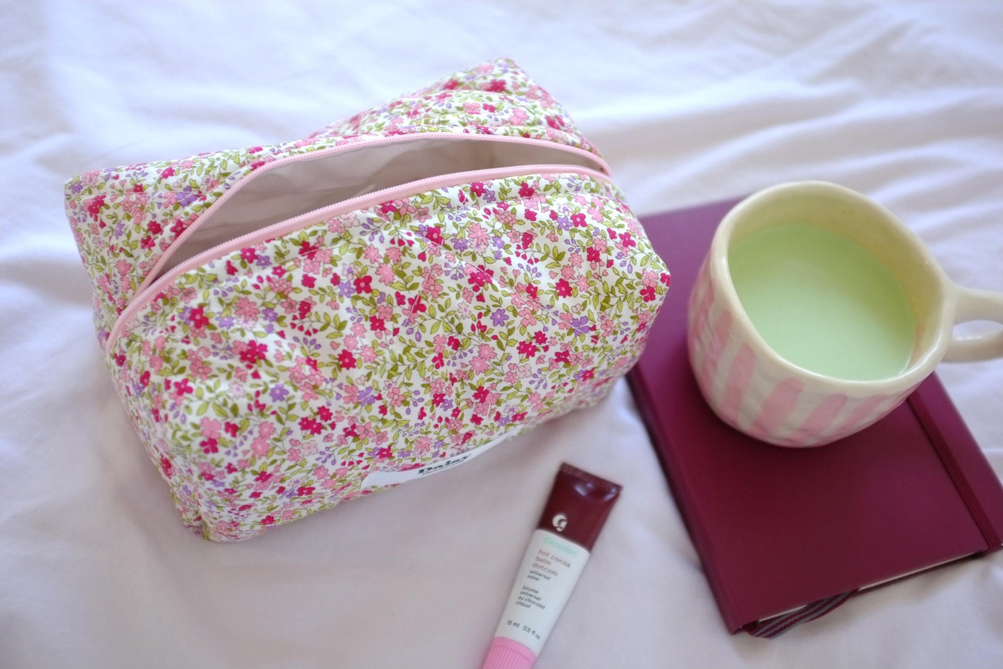 Makeup bag pink flower