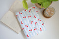 Quilted blue cherry stripe book sleeve