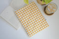Quilted mustard yellow gingham book sleeve