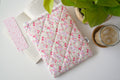 Quilted pink and purple floral book sleeve