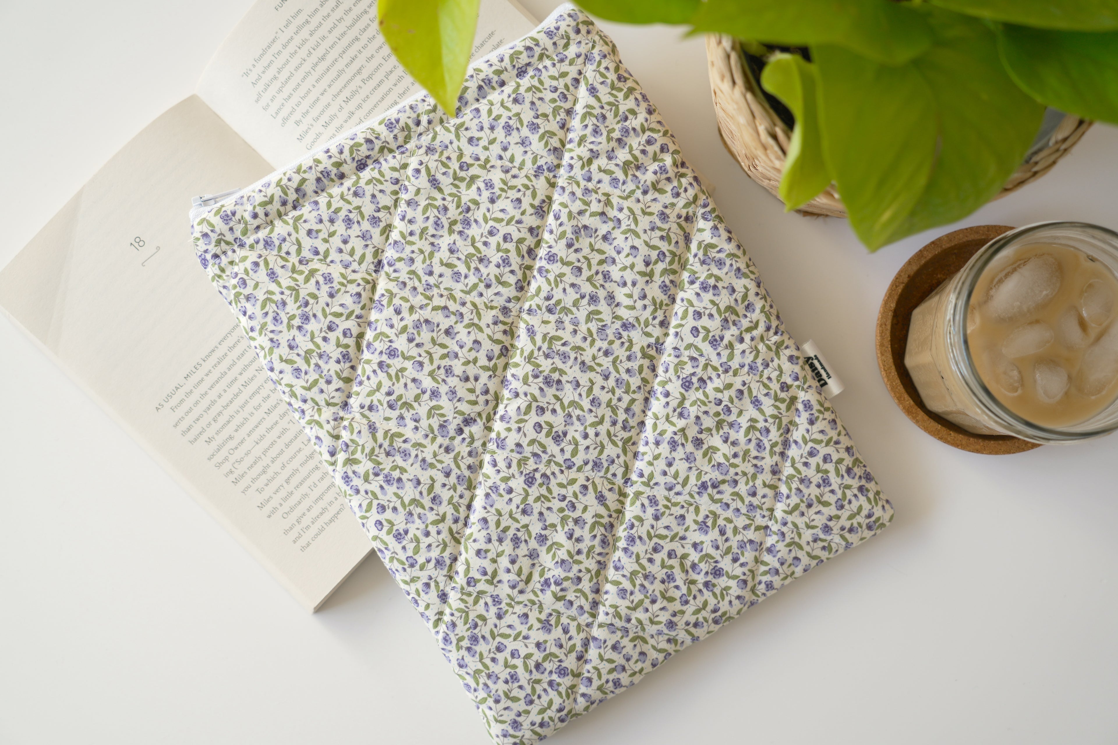 Quilted purple rose book sleeve