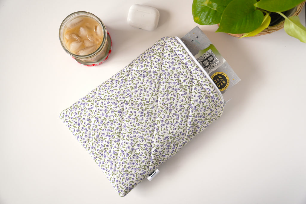Quilted purple rose book sleeve