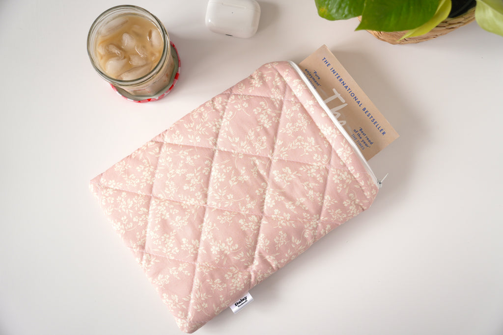 Quilted vintage pink floral book sleeve