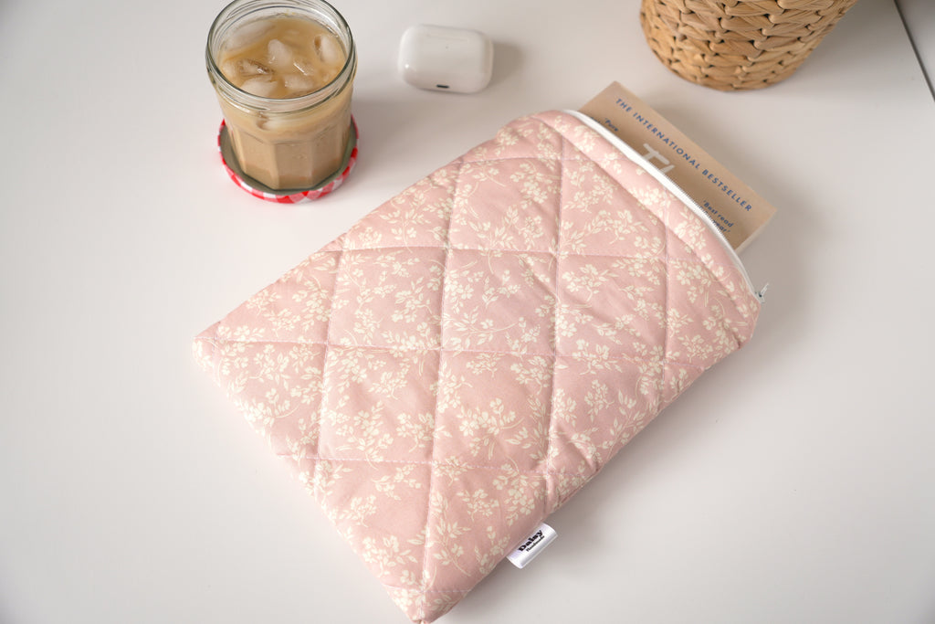 Quilted vintage pink floral book sleeve