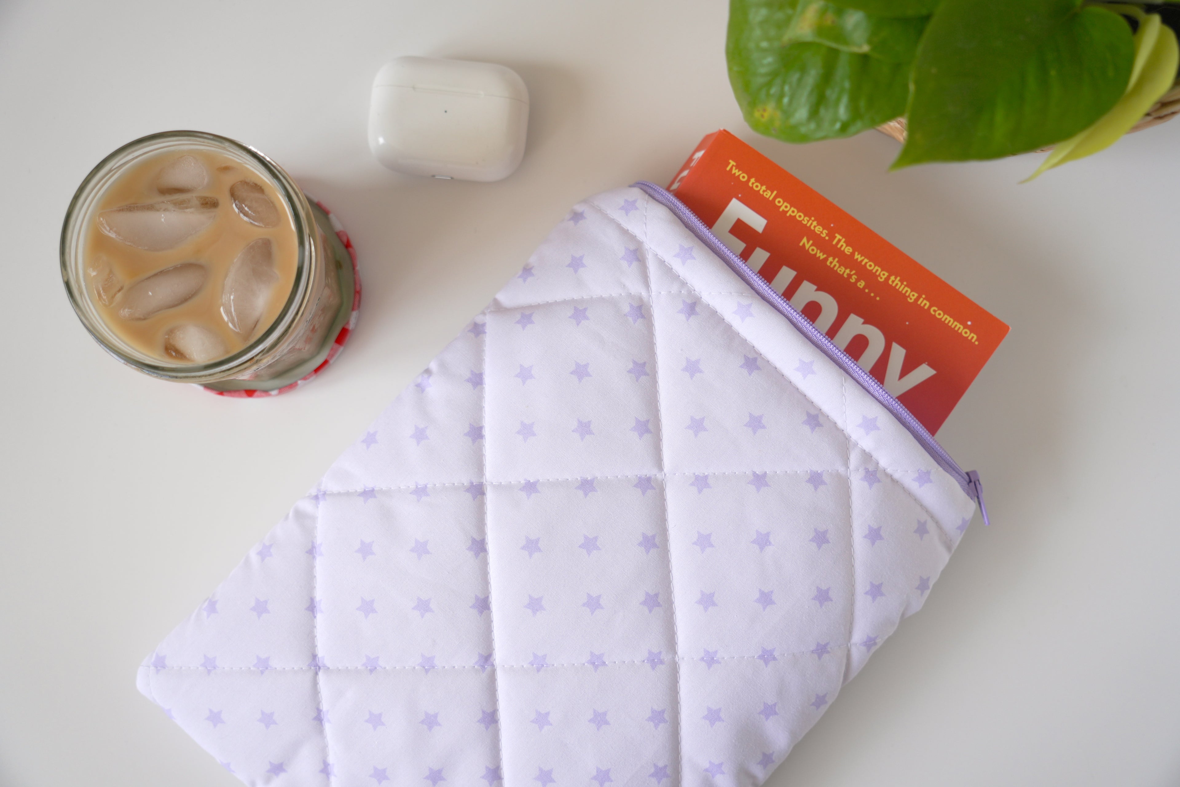 Quilted purple star book sleeve
