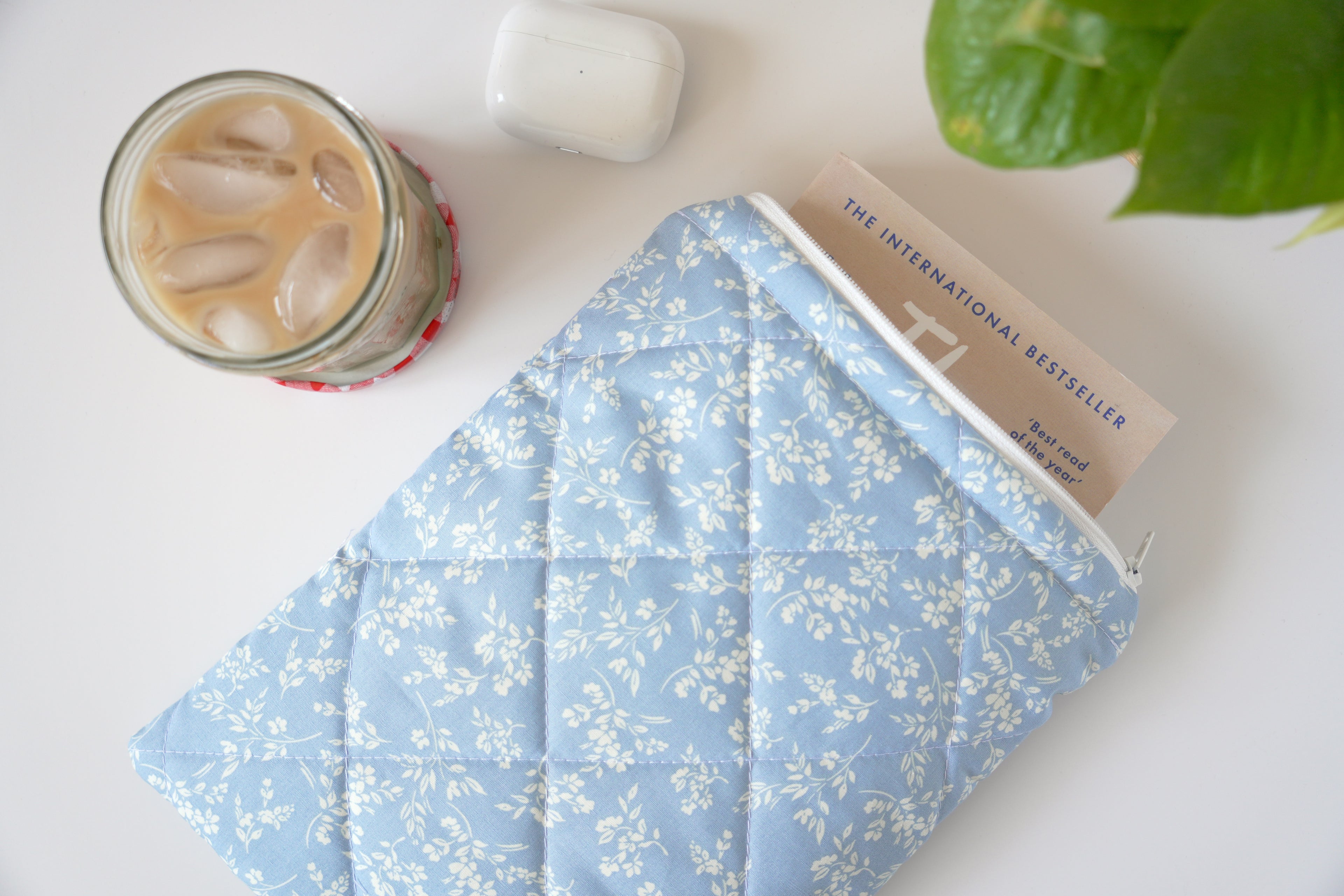 Quilted vintage blue floral book sleeve