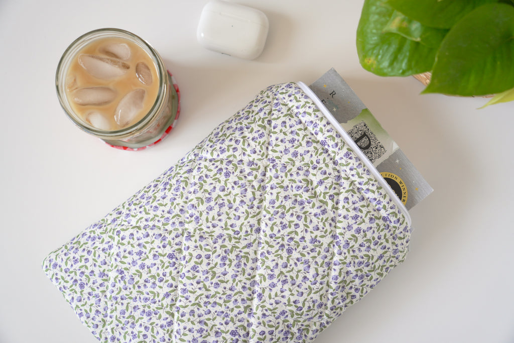 Quilted purple rose book sleeve