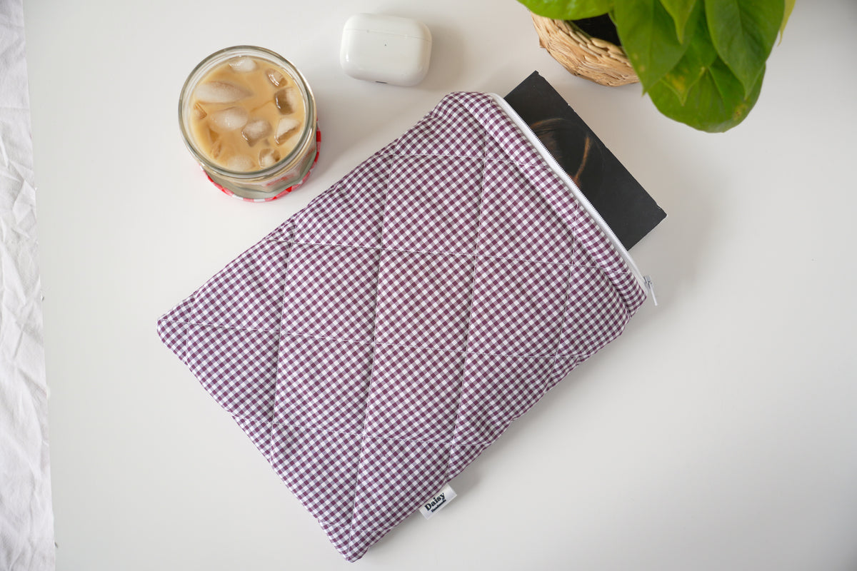 Quilted Plum mini gingham book sleeve