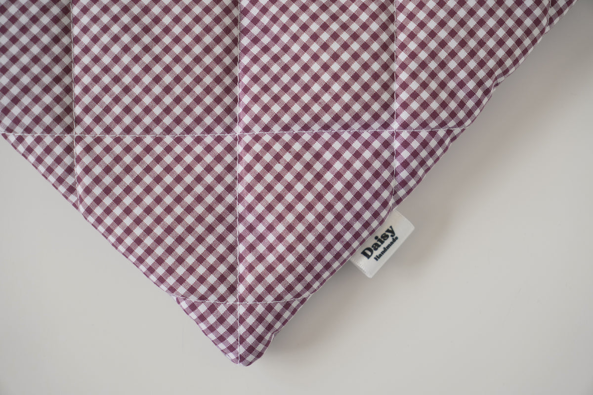 Quilted Plum mini gingham book sleeve