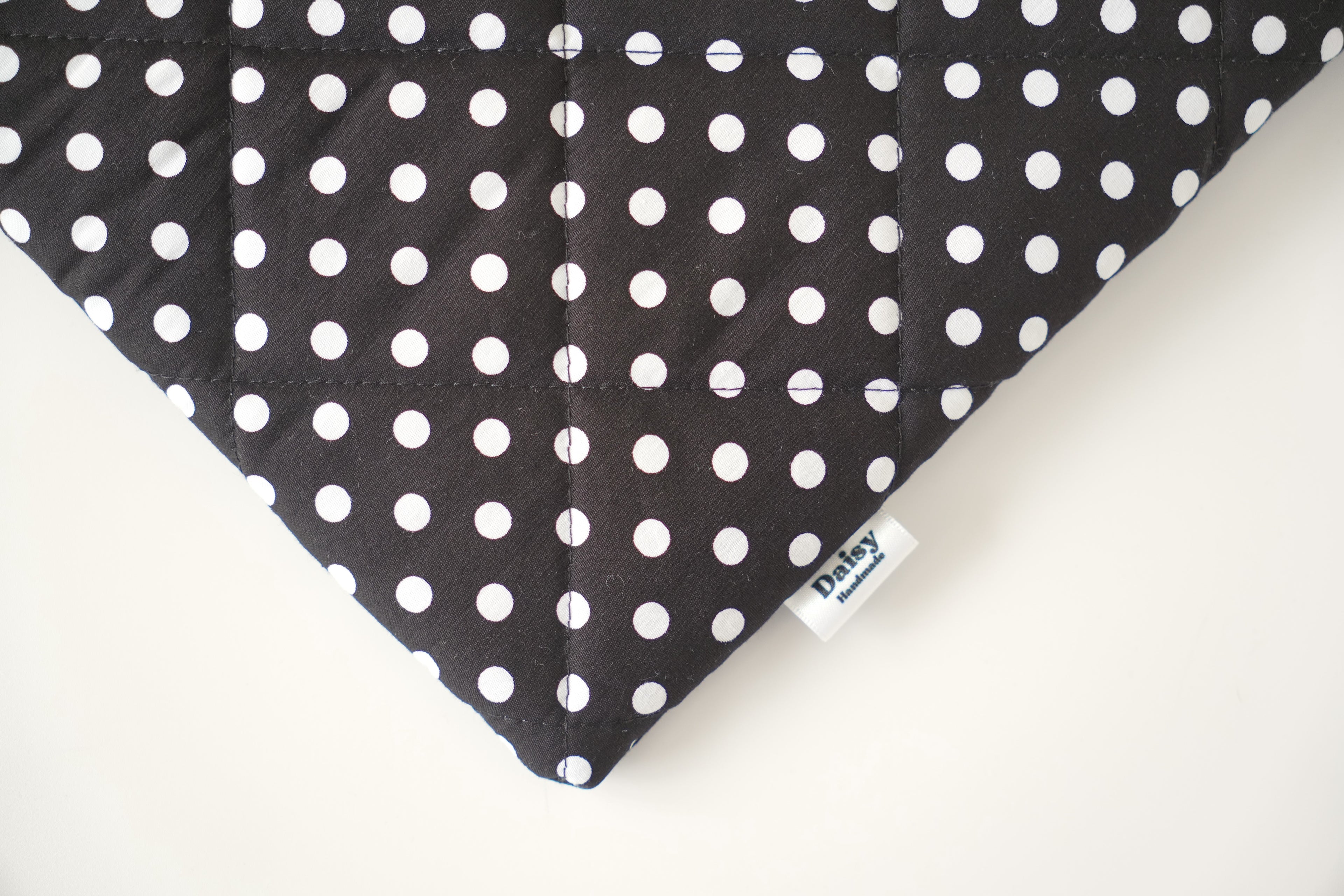 Quilted black polka dot book sleeve