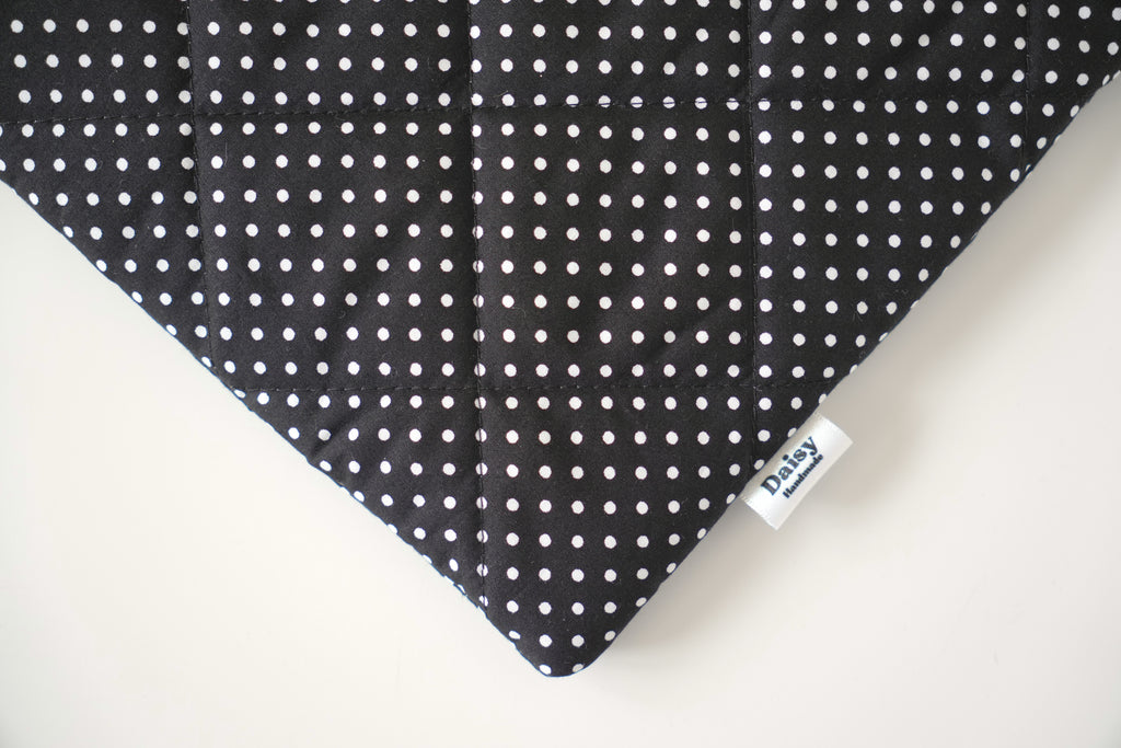 Quilted black mini polka dot book sleeve
