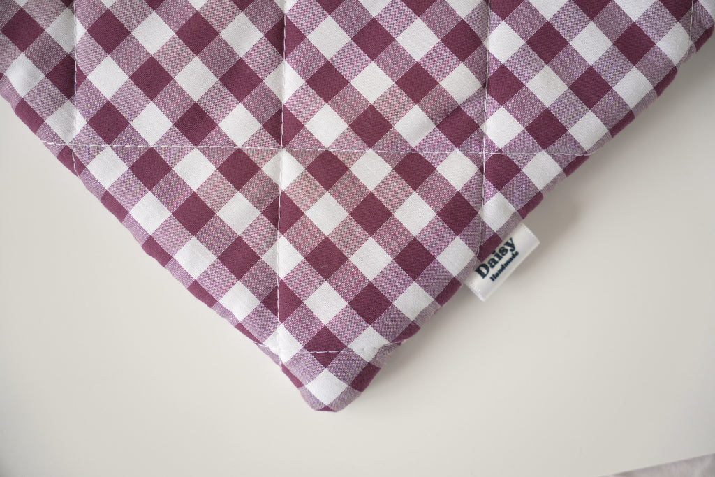 Quilted Plum gingham book sleeve
