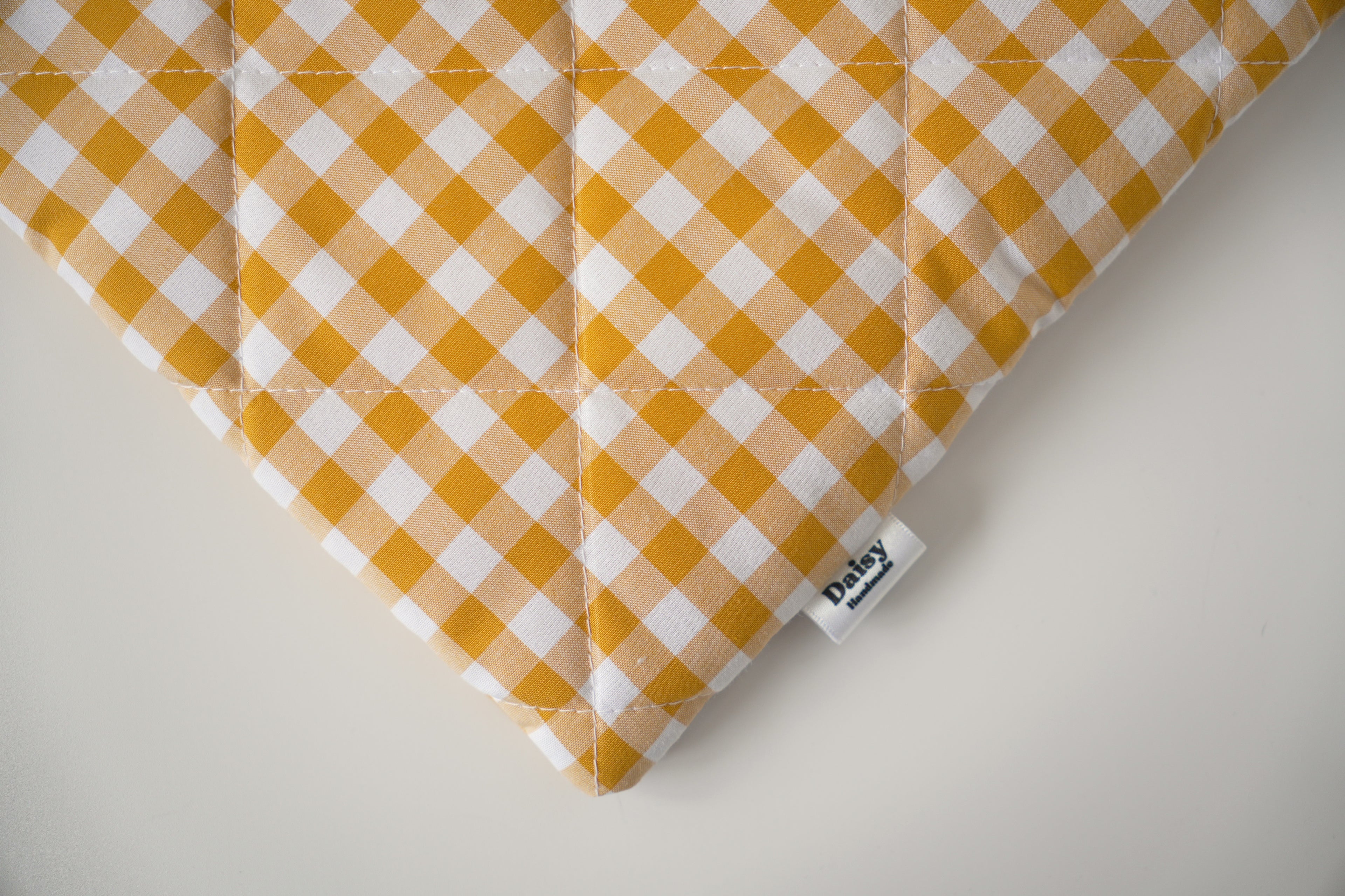 Quilted mustard yellow gingham book sleeve