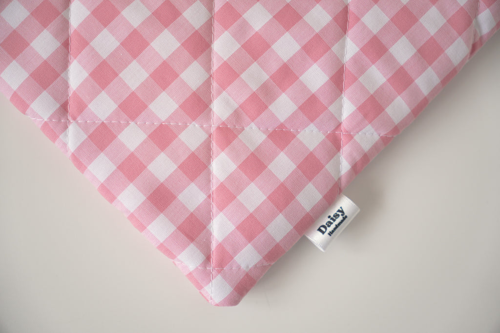 Quilted pink gingham book sleeve