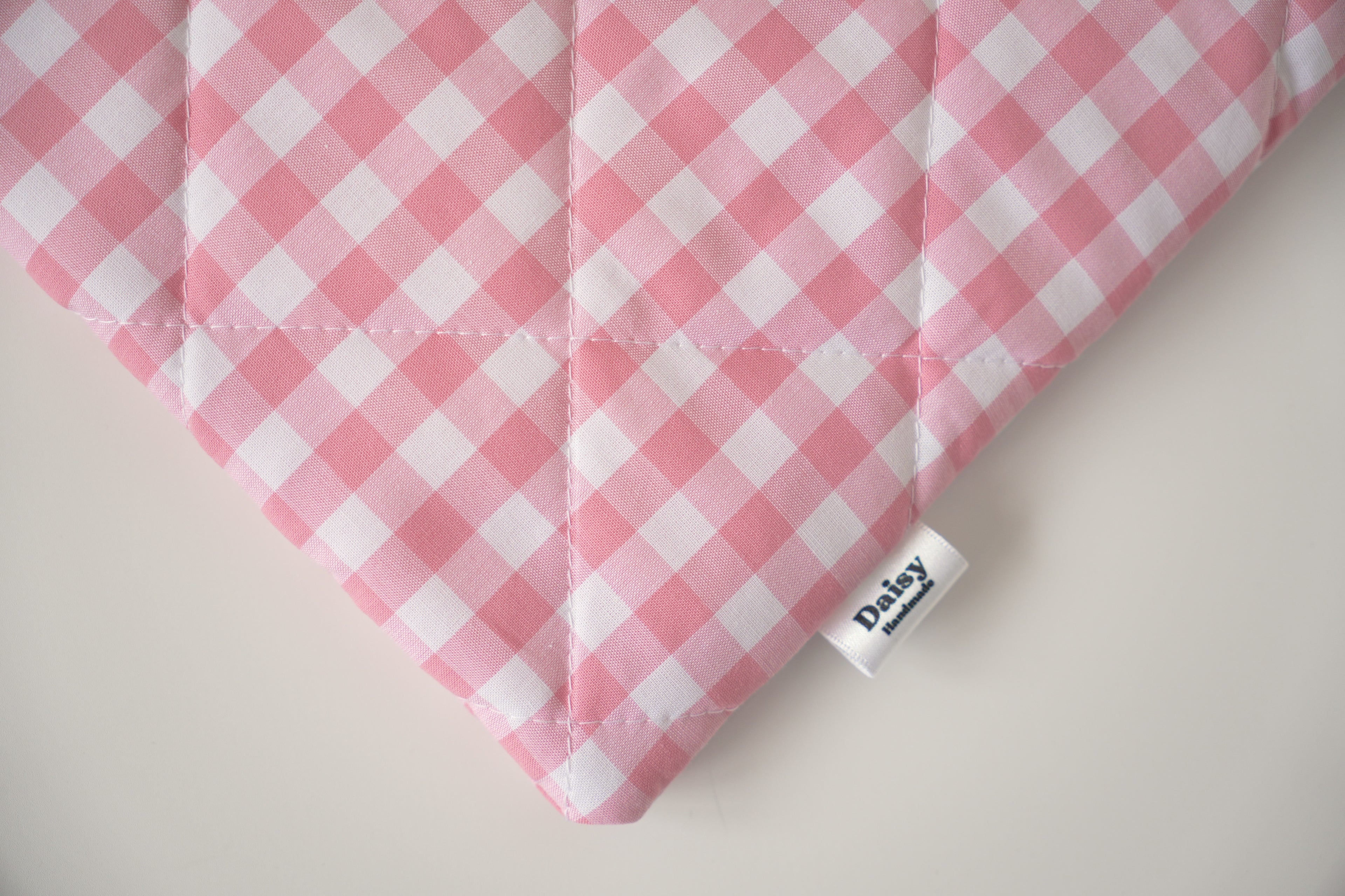 Quilted pink gingham book sleeve