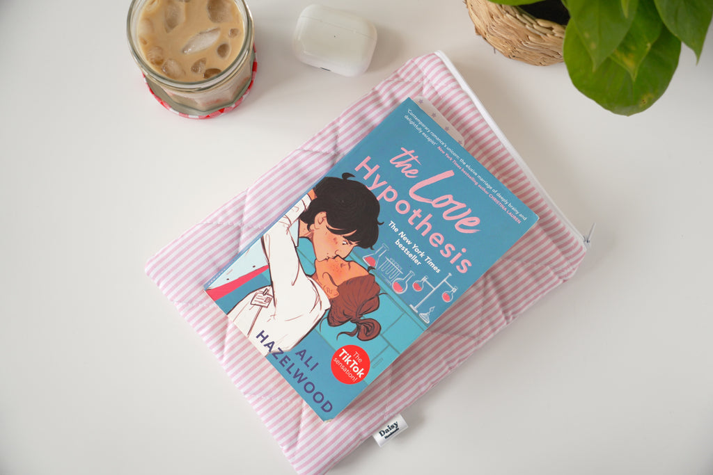 Quilted Pink stripe book sleeve