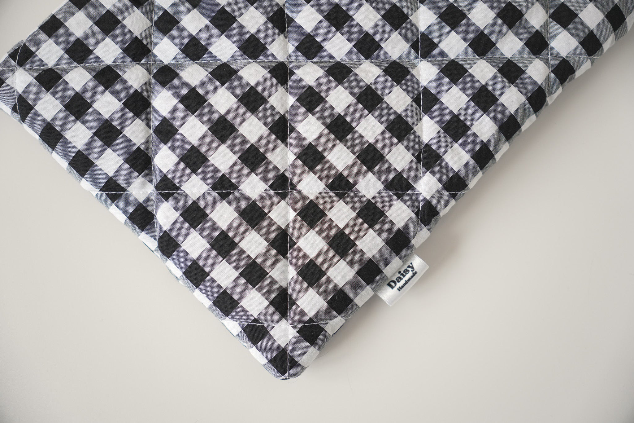 Quilted black gingham book sleeve