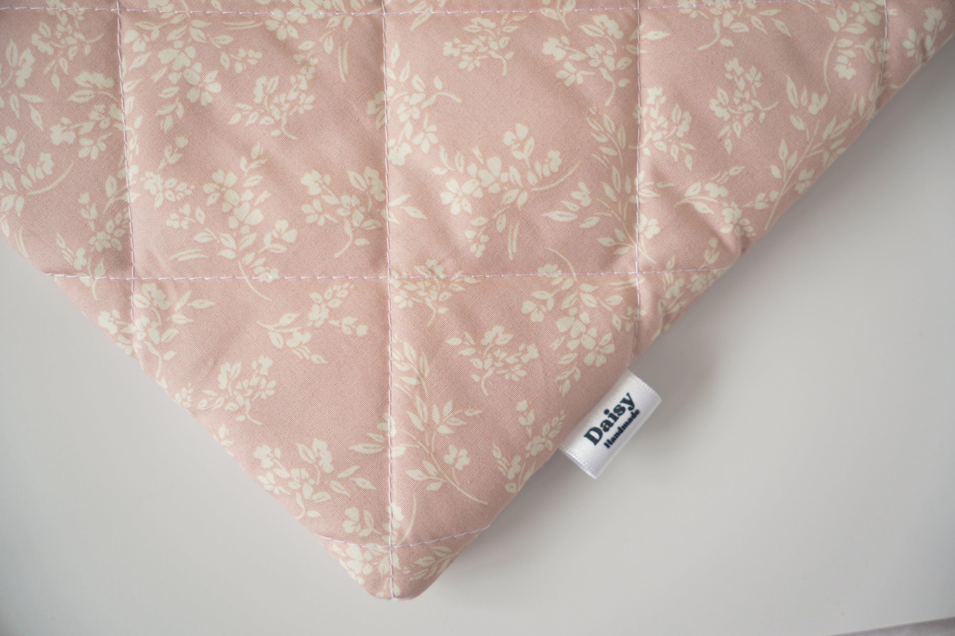 Quilted vintage pink floral book sleeve