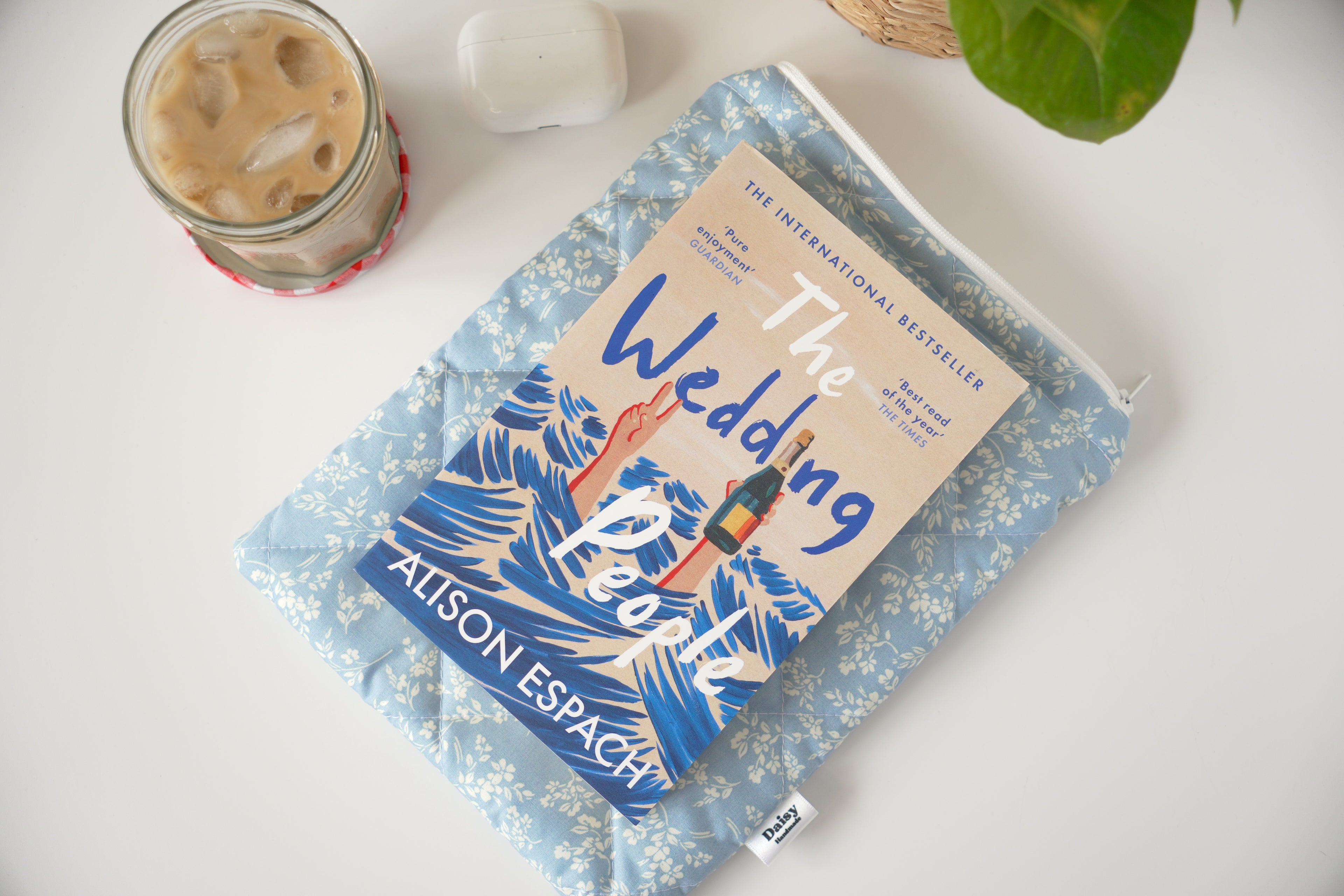 Quilted vintage blue floral book sleeve