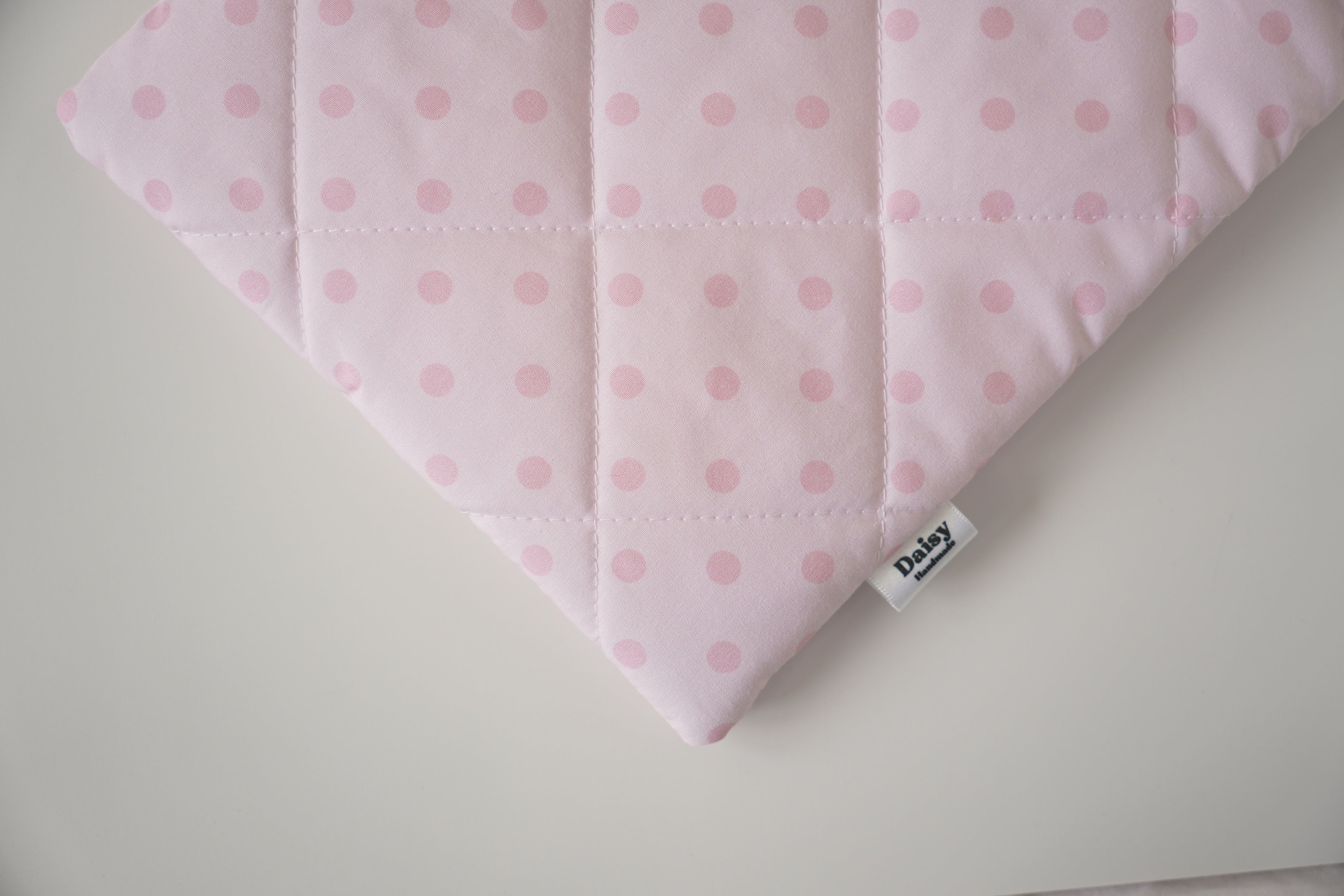 Quilted pink polka dot book sleeve