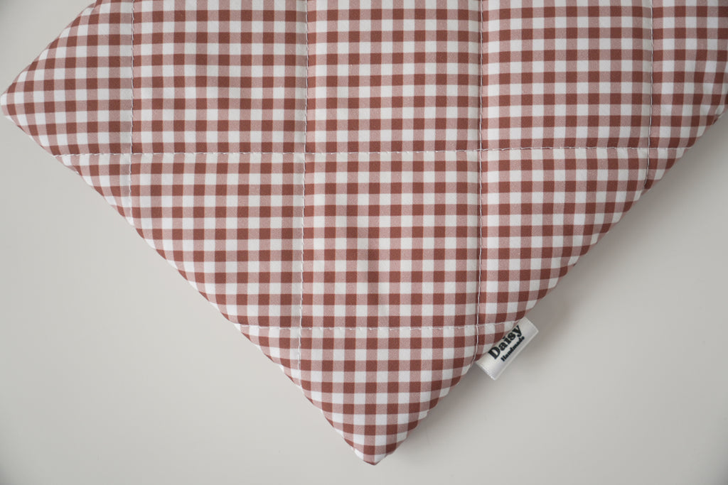 Quilted brown diagonal gingham book sleeve