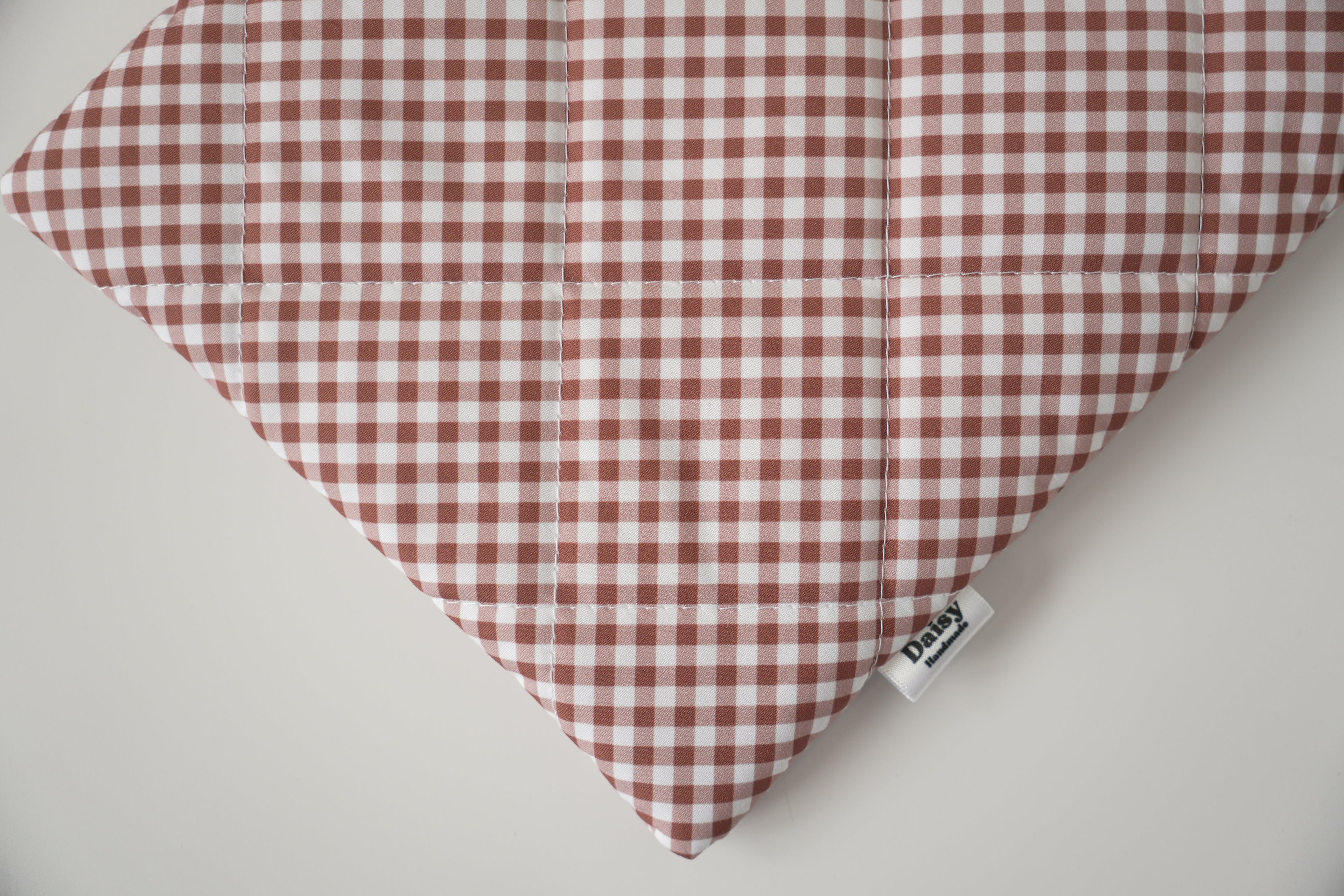 Quilted brown diagonal gingham book sleeve