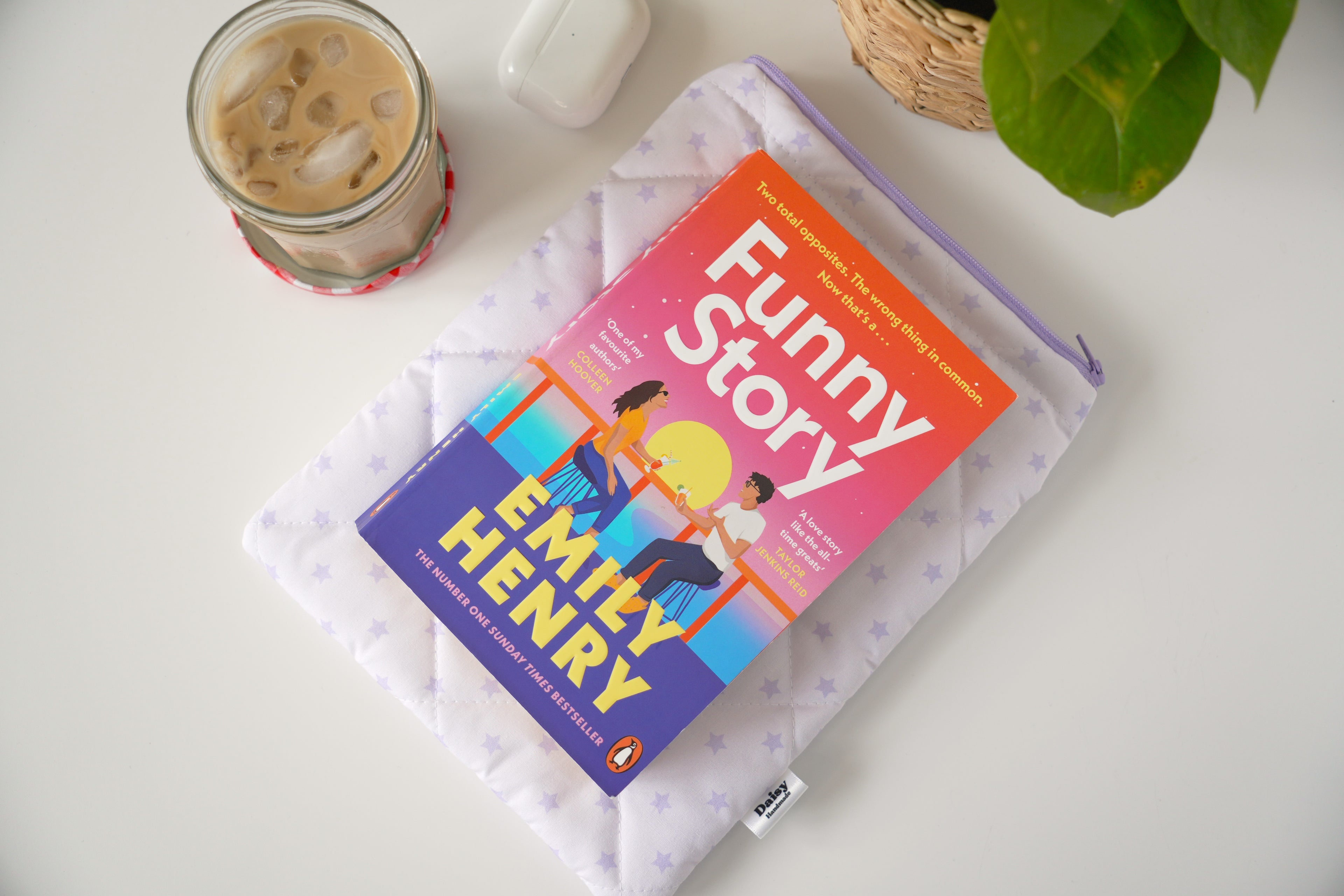 Quilted purple star book sleeve