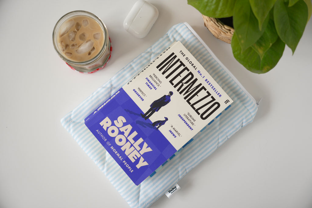 Quilted blue stripe book sleeve