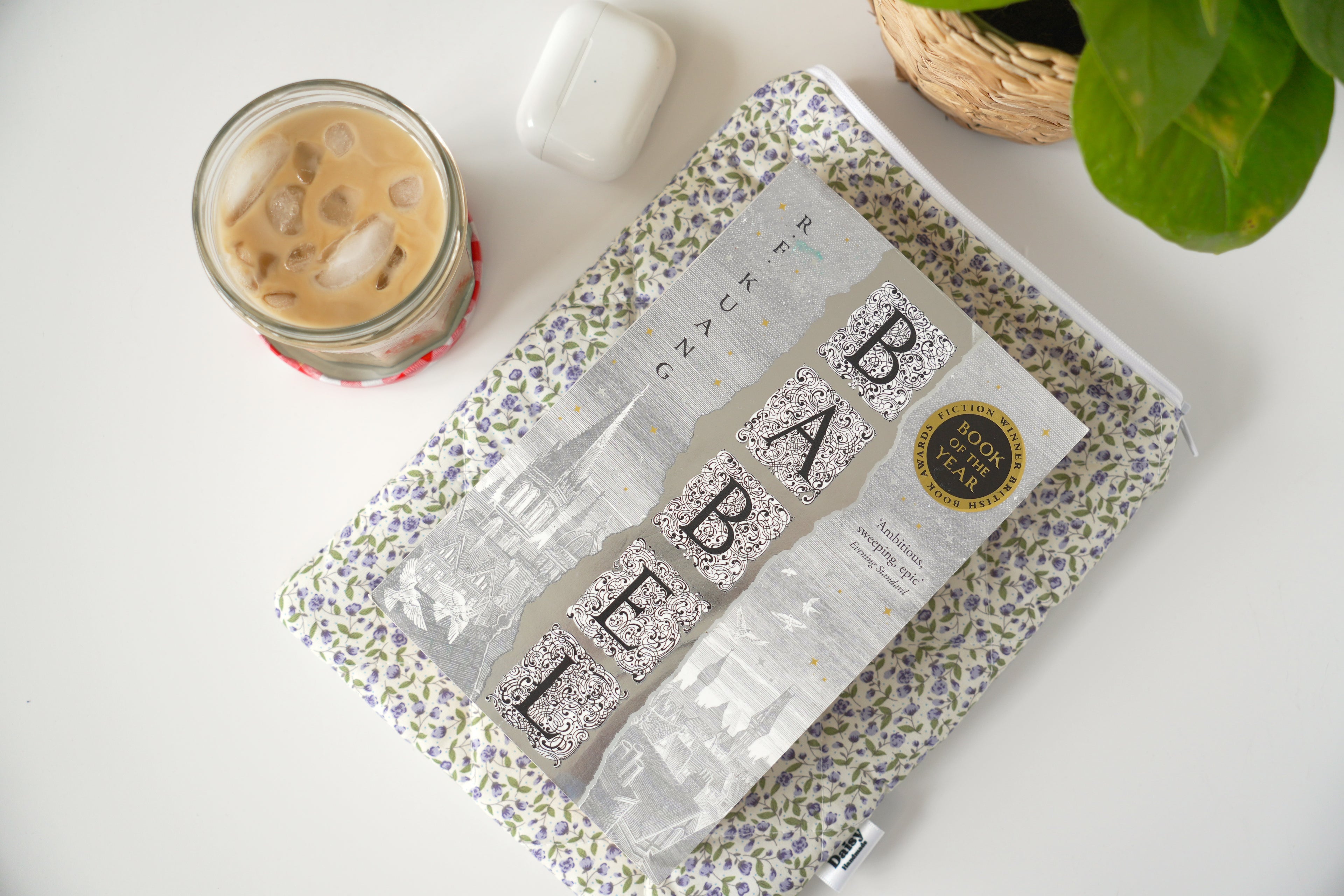 Quilted purple rose book sleeve