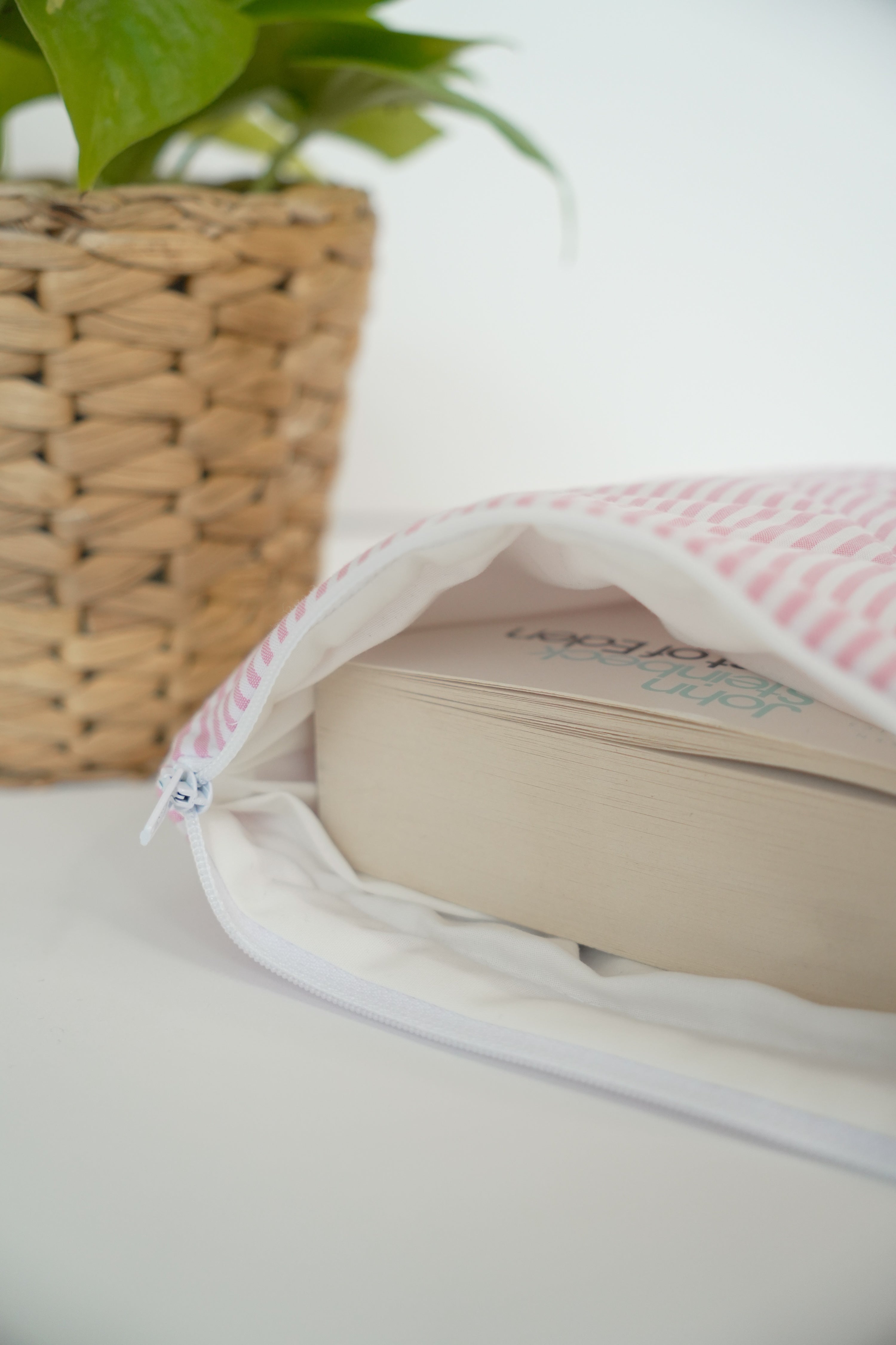 Quilted Pink stripe book sleeve