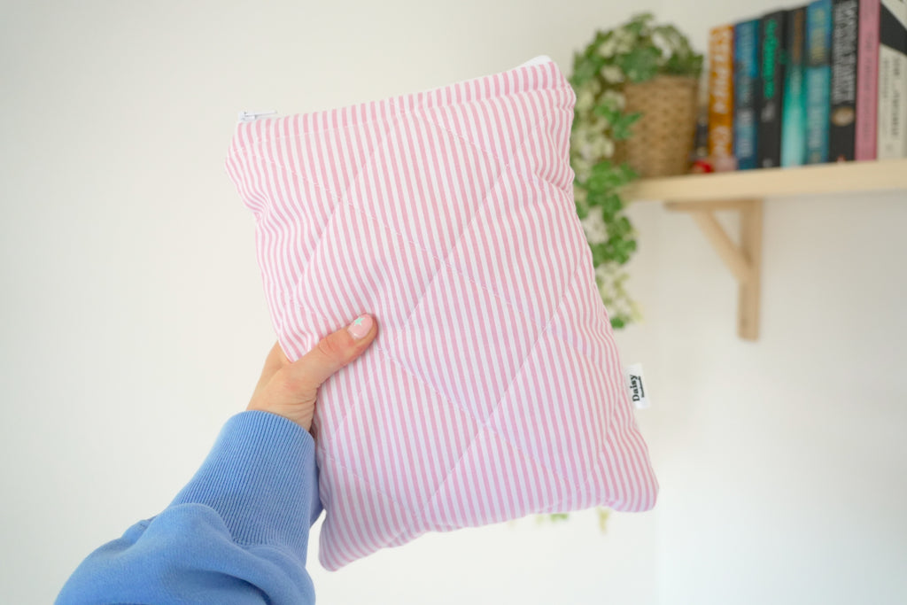 Quilted Pink stripe book sleeve