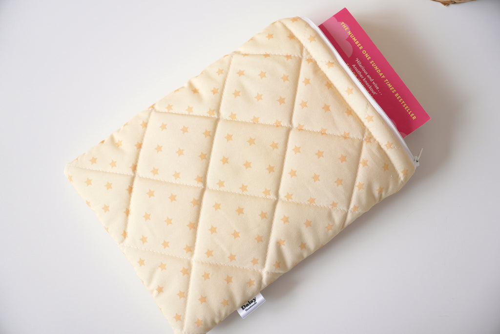 Quilted yellow star book sleeve