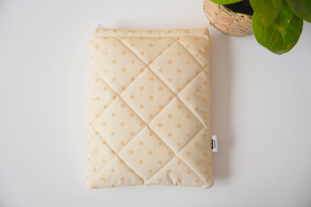 Quilted yellow star book sleeve