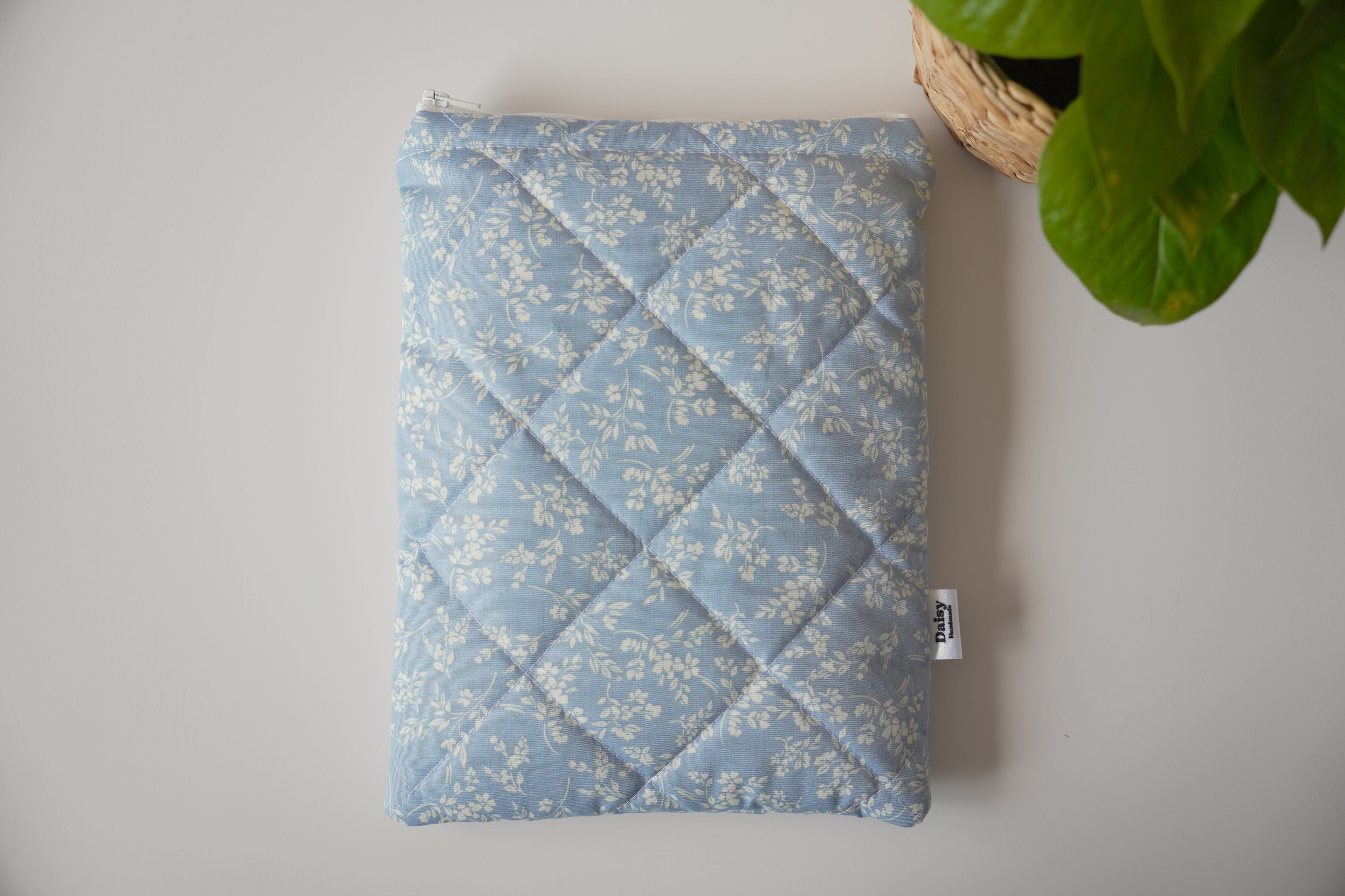 Quilted vintage blue floral book sleeve