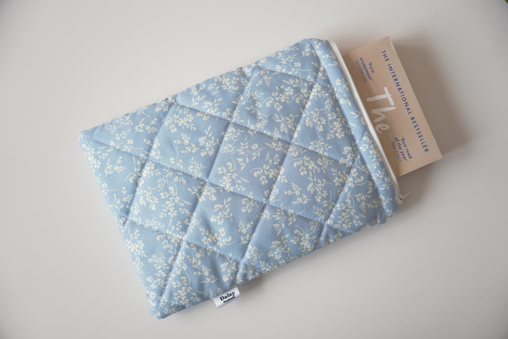 Quilted vintage blue floral book sleeve