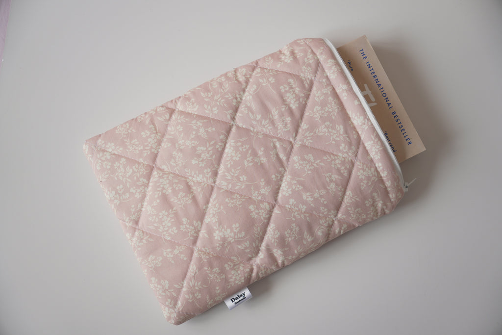 Quilted vintage pink floral book sleeve