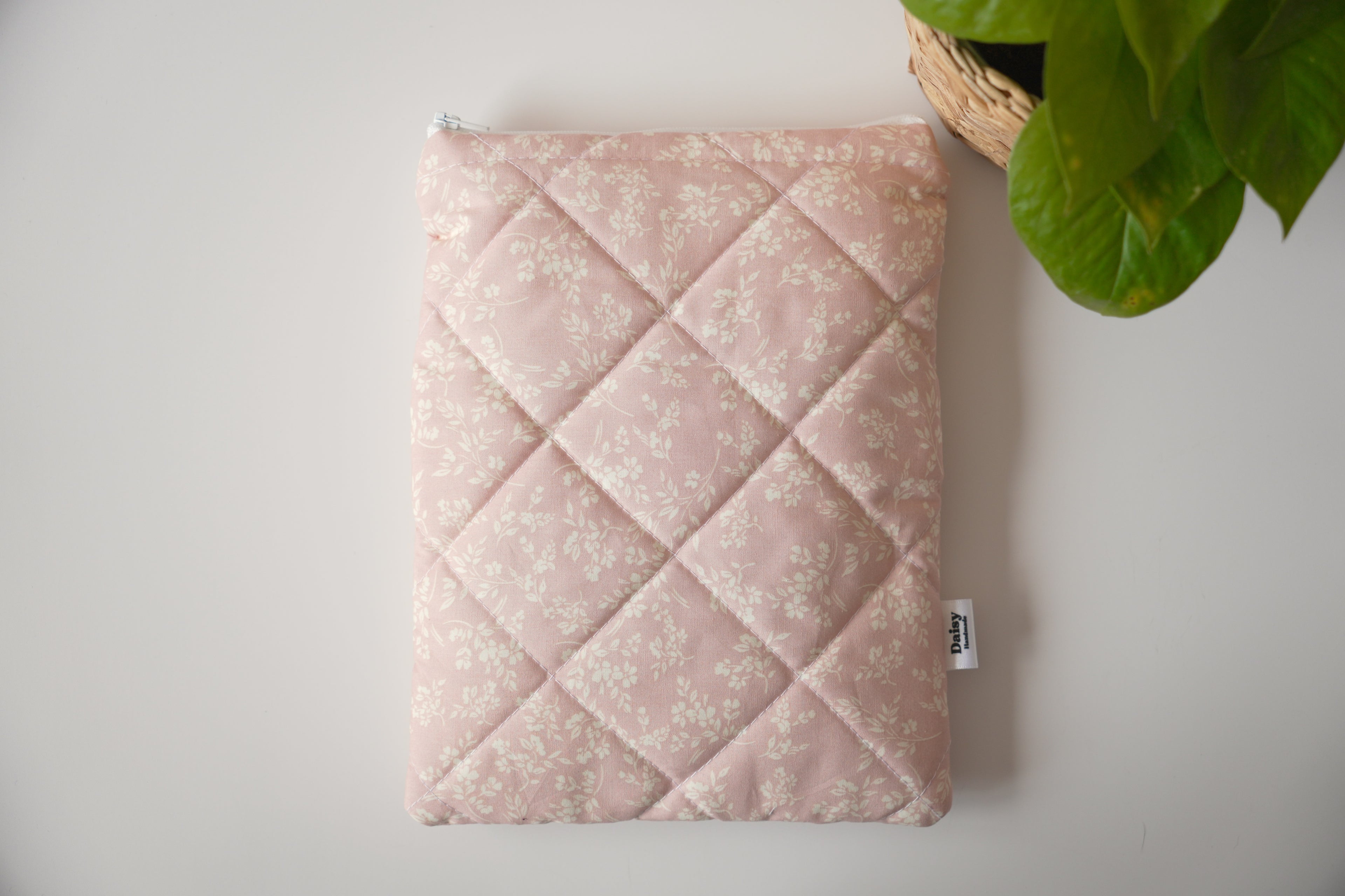Quilted vintage pink floral book sleeve