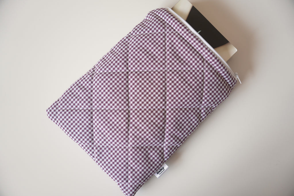 Quilted Plum mini gingham book sleeve