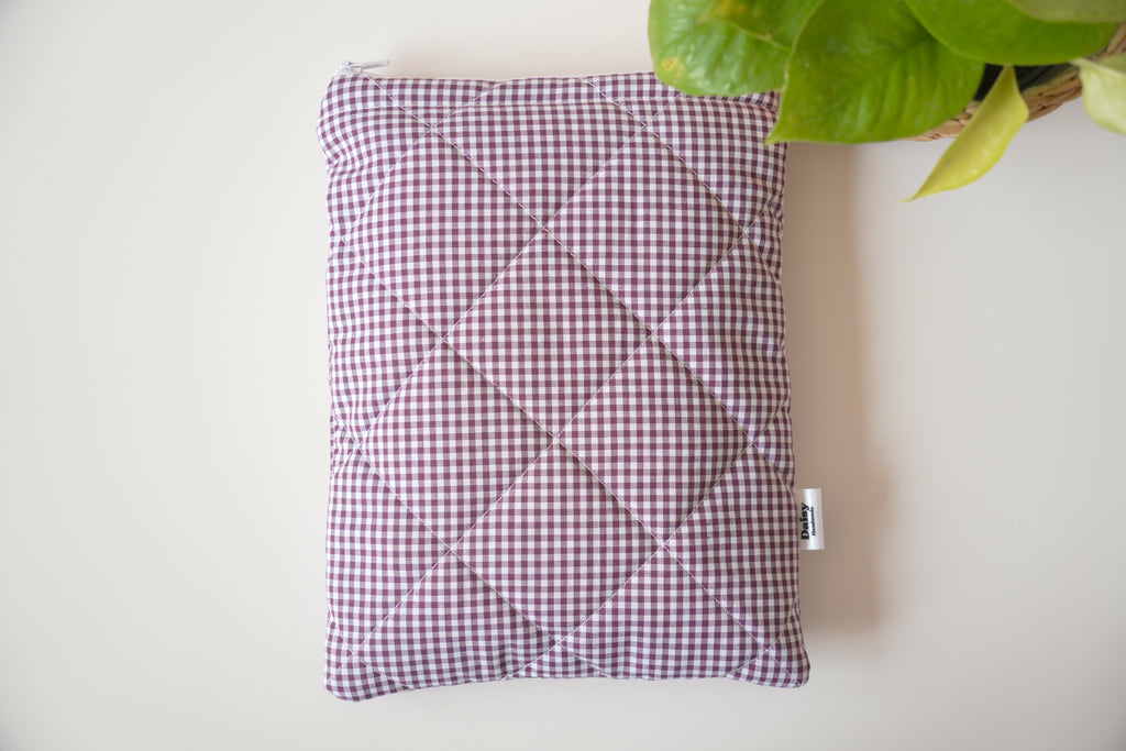 Quilted Plum mini gingham book sleeve
