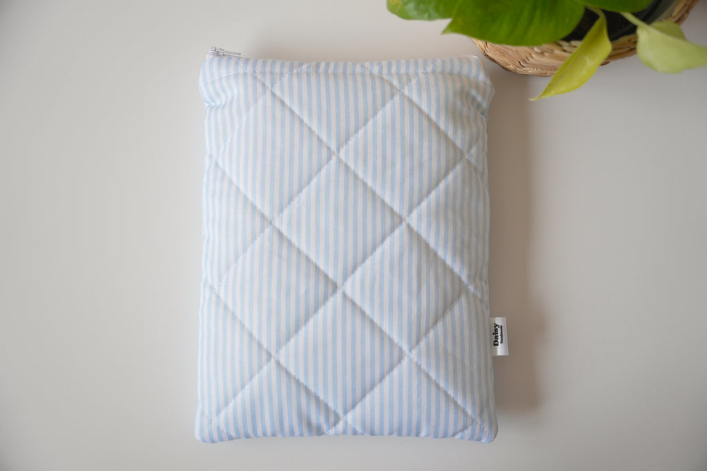 Quilted blue stripe book sleeve